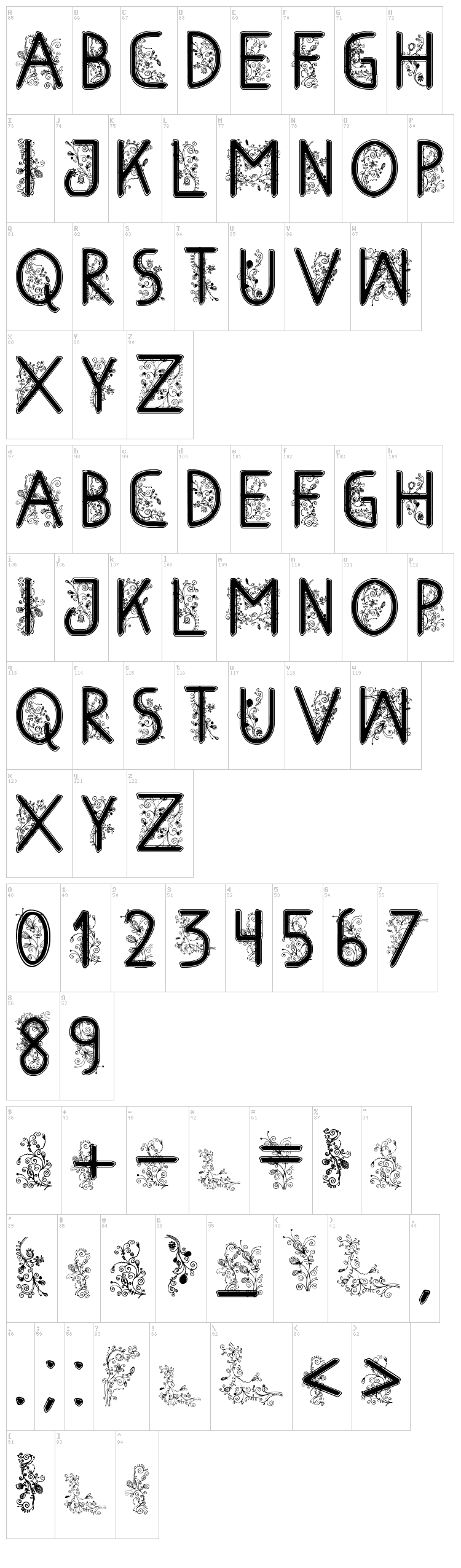 Floral Flower font map